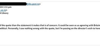 National Library staff contacted Prof Moon on Thursday asking him to remove a quote from historian John Seeley