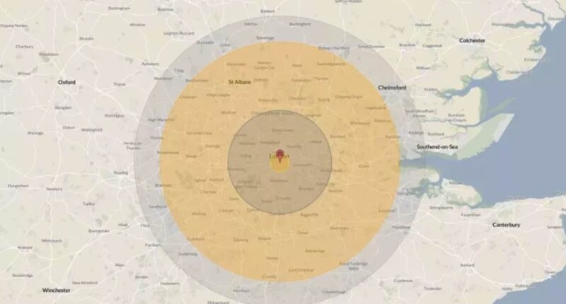 How NATO's capital cities would be vaporised by Putin's nukes: Chilling nuclear bomb maps show potential impact of Russia's weapons - with a million killed in London alone