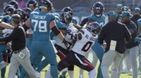 Huge brawl erupts between Jaguars and Texans as Trevor Lawrence lays motionless from Azeez Al-Shaair hit