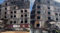 Infamous abandoned ghost ship floating hotel with ‘dark past & filled with tormented spirits’ goes up in FLAMES