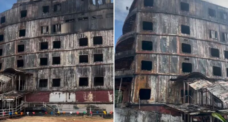 Infamous abandoned ghost ship floating hotel with ‘dark past & filled with tormented spirits’ goes up in FLAMES