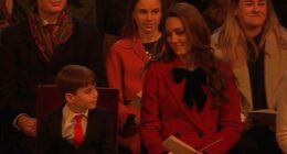 Kate Middleton and Prince Louis, six, share a tender mother-son moment in first glimpse of the royals inside the Princess of Wales's 'Together At Christmas' carol concert