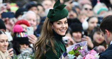 Kate Middleton looks radiant for Christmas Day service in Sandringham as royal fans wait overnight for a glimpse of the Princess of Wales