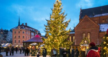 Latvia claims to have displayed the world's first Christmas tree in 1510 adorned with artificial roses