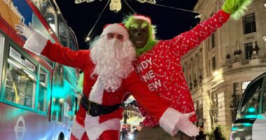 Mad Friday mayhem as hoards of Christmas revellers pack out pubs & don Santa Claus outfits on booziest night of the year