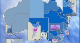 Just 22 electorates (the darkest purple on the map) are on track to vote Yes in the upcoming Indigenous Voice to Parliament referendum, according to a survey by an international polling group, but there are 15 other electorates (light purple on the map) which are very close to a Yes vote with 47 per cent support or higher