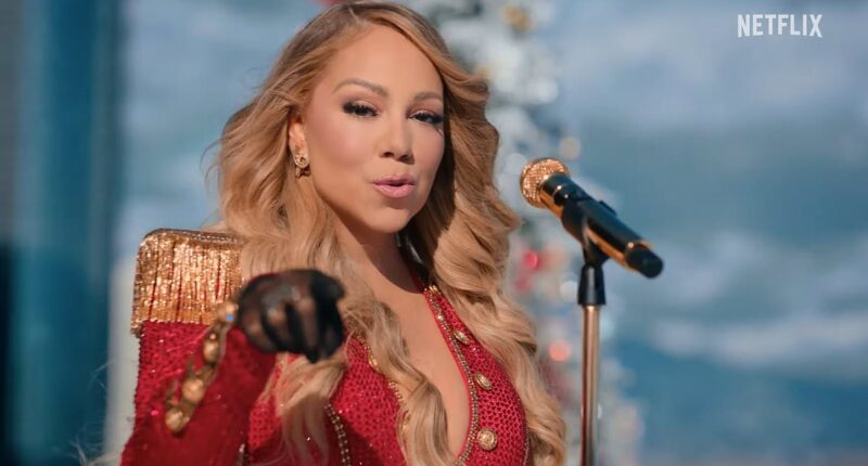 Mariah Carey stuns as she performs her Christmas classic All I Want for Christmas for NFL on Netflix debut