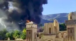 Massive inferno rips through water park in Costa Del Sol as slide goes up in flames & smoke seen for miles