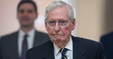 Mitch McConnell falls during Senate Republican lunch