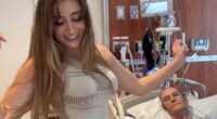 Model slammed for dancing gleefully next to her elderly boyfriend's hospital bed as she prepares to inherit his fortune