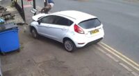 Moment driver ploughs into pedestrian sending him flying through the air – before jumping out of car and fleeing on foot