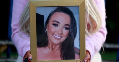 Pink-clad pallbearers 'the sister squad' carry coffin of beauty technician who died in Belfast nightclub: Mourners pack the streets for funeral of 24-year-old who was 'filled to the brim with love'