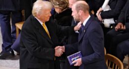 Prince William exchanges warm handshake with Donald Trump at unveiling of £1bn restoration of Notre Dame