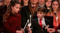 Princess Charlotte, nine, steals the show during her mother Kate Middleton's carol service as she giggles with her brothers - before taking charge with lighting the candles