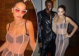 Rita Ora shows off her incredible figure in a completely sheer dress during her 34th birthday party