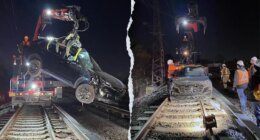 SUV driver's joyride on New York railroad tracks ends in fiery wreck: police