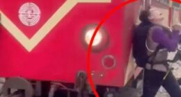 Shocking moment oblivious tourist is hit by train while taking selfie in front of screaming onlookers in Taiwan