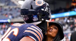 Simone Biles and Jonathan Owens Share Sweet Cheek Kiss Before Bears Game