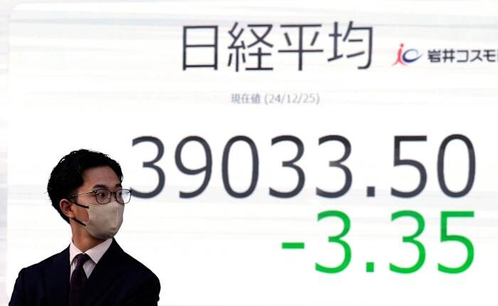 Stock market today: Asian shares are mostly lower, with most world markets closed for Christmas