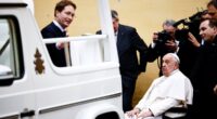 The Pope's new wheels! His Holiness is gifted a 'G-Wagon popemobile' made especially for him - and it's all-electric