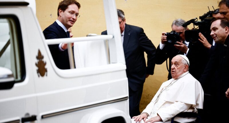 The Pope's new wheels! His Holiness is gifted a 'G-Wagon popemobile' made especially for him - and it's all-electric