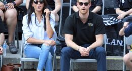 Meghan Markle and Prince Harry watching wheelchair tennis in their first public appearance together back in 2017