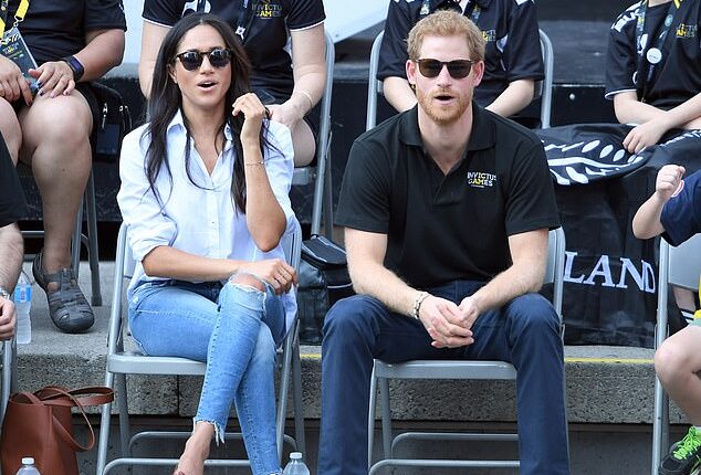 Meghan Markle and Prince Harry watching wheelchair tennis in their first public appearance together back in 2017