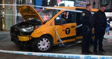 Three people rushed to hospital after yellow cab plowed into pedestrians in New York City on Christmas Day