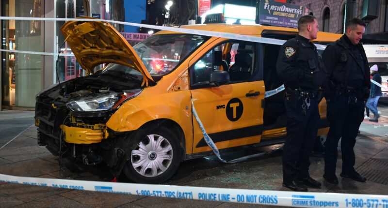 Three people rushed to hospital after yellow cab plowed into pedestrians in New York City on Christmas Day