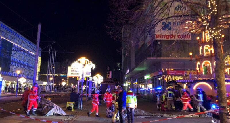 Two confirmed dead and ‘up to 80 injured’ after car ‘ploughs into crowd’ at German Christmas Market – as man is arrested