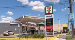 A woman who allegedly had coffee poured over her and was assaulted at this 7-Eleven service station in Caulfield (pictured) later died in hospital