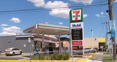 A woman who allegedly had coffee poured over her and was assaulted at this 7-Eleven service station in Caulfield (pictured) later died in hospital