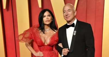 Video of Jeff Bezos wrapping his arm around Lauren Sanchez's pal goes viral as 'confused' fans question relationship