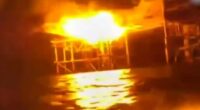 Watch as Putin’s gas rigs in Black Sea burst into flames as Ukraine unleashes barrage of sea drones in daring night raid