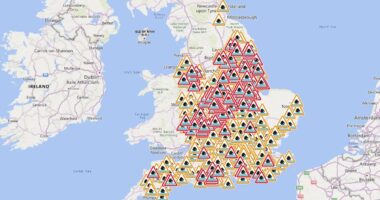 'Danger to life' flood warning issued with residents urged to act NOW: UK map reveals where rising waters are expected to cause chaos