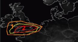 'Tornado warning' issued for southern England TODAY: Map reveals where UK is most at risk before Storm Eowyn 'weather bomb' later this week