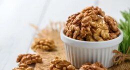 walnuts in bowl, concept of best nuts for weight loss