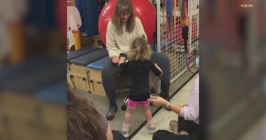 3-year-old with Angelman Syndrome takes her first steps at Westlake therapy center