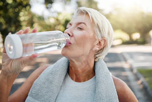 woman drinking water