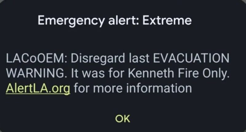 All 10m LA residents’ phones warn them ‘get ready to FLEE wildfires’ in terrifying blunder as anger at Dem leaders grows