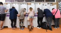 More than 17.2 million Aussies are enrolled to vote in the election on Saturday May 21, with thousands already having their say in pre-polling centres (pictured, voters in Sydney in 2019)