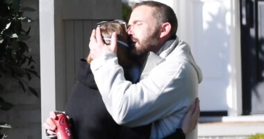 Ben Affleck sweetly hugs daughter Violet, 19, at his home in Brentwood as the deadly LA fires continue to burn