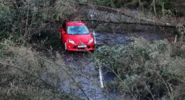 Britain pummelled by 80mph gales and torrential rain as people told 'do not travel' amid punishing conditions that have closed roads and railways in the aftermath of Storm Eowyn