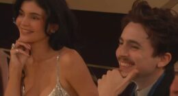 Busty Kylie Jenner joins boyfriend Timotheé Chalamet inside the 2025 Golden Globes after skipping red carpet