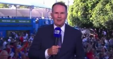 Channel Nine presenter Tony Jones enrages Australian Open fans with 'disrespectful' chant about tennis champ Novak Djokovic - as he's accused of 'setting them up'