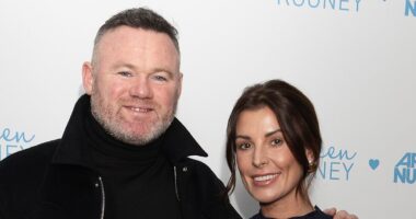 Coleen Rooney is supported by husband Wayne while attending the launch of her new wellness range - after reducing Cat Deeley to hysterics on This Morning when she revealed her youngest son blew her I'm A Celeb cover