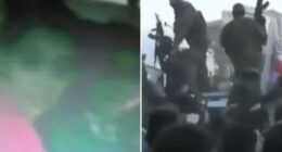 Disturbing moment Hamas mob three female hostages as gun-wielding terrorists surround van in final humiliation