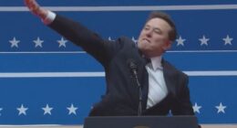 Elon Musk appearing to do a Nazi salute at a Trump inauguration event.