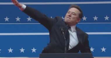 Elon Musk appearing to do a Nazi salute at a Trump inauguration event.