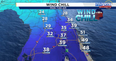 Freezing temperatures, very cold wind chills on tap for parts of Central Florida